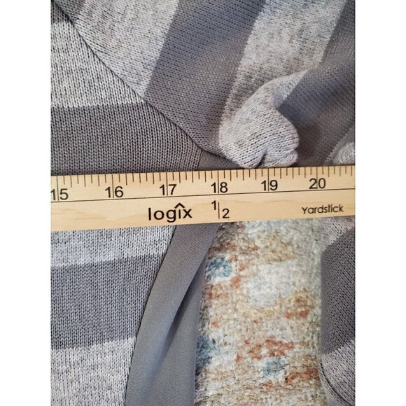 Avalanche Woman's 1/4 Zip Pullover Sweater Size Small Hooded Teal Gray Stripes - Picture 10 of 12